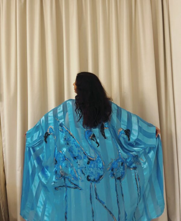 Hand-Painted Flamingo Dream Kimono - Image 3