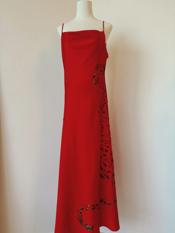 Hand-painted Golden Leopard Silk Dress - Image 6
