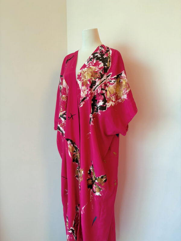 Hand-Painted Butterfly Garden Kimono - Image 5