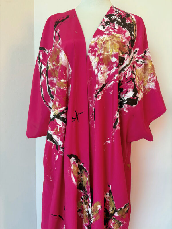 Hand-Painted Butterfly Garden Kimono - Image 4