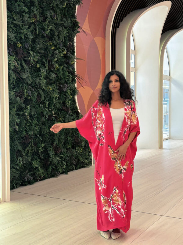 Hand-Painted Butterfly Garden Kimono - Image 7