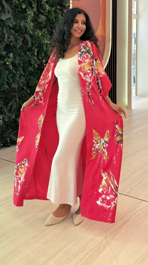Hand-Painted Butterfly Garden Kimono