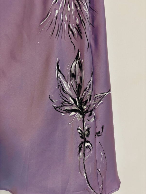 Hand-Painted Lavender Melody Silk Dress - Image 3