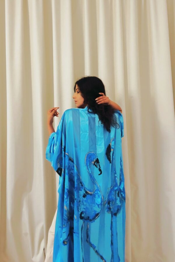 Hand-Painted Flamingo Dream Kimono - Image 6