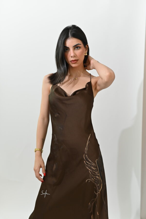 Hand-Painted Phoenix Silk Dress - Image 5
