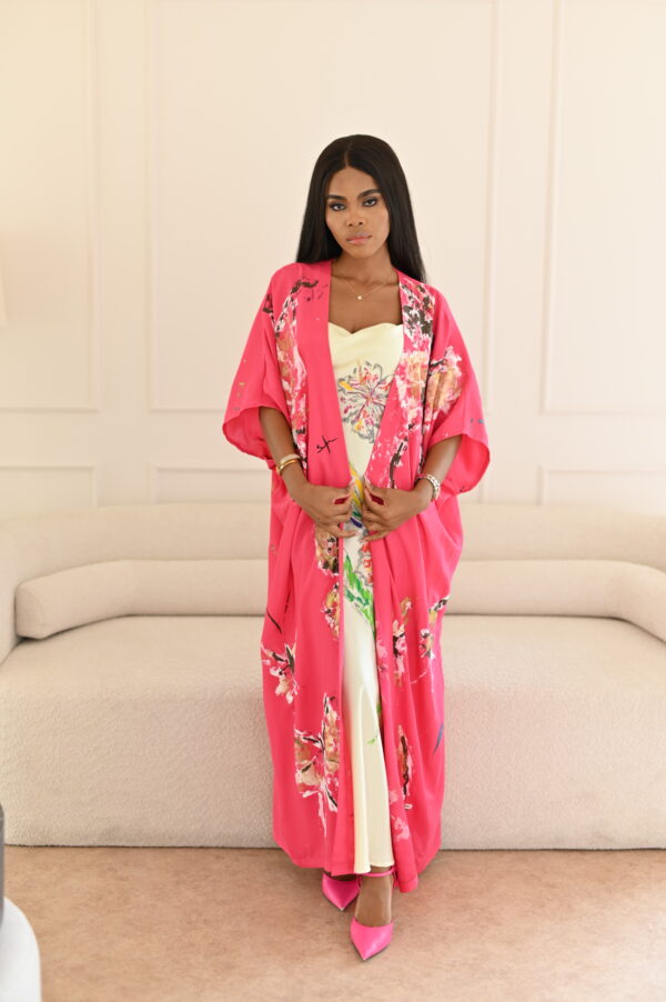 Hand-Painted Butterfly Garden Kimono