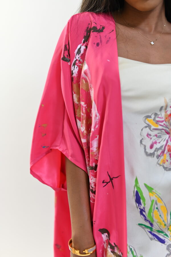 Hand-Painted Butterfly Garden Kimono - Image 3