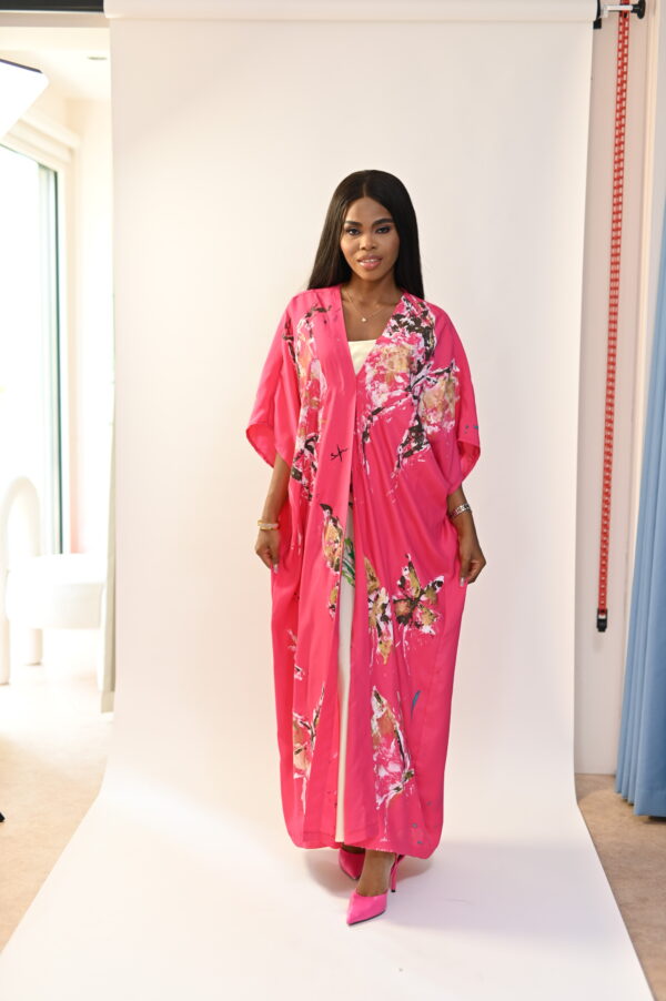 Hand-Painted Butterfly Garden Kimono - Image 15